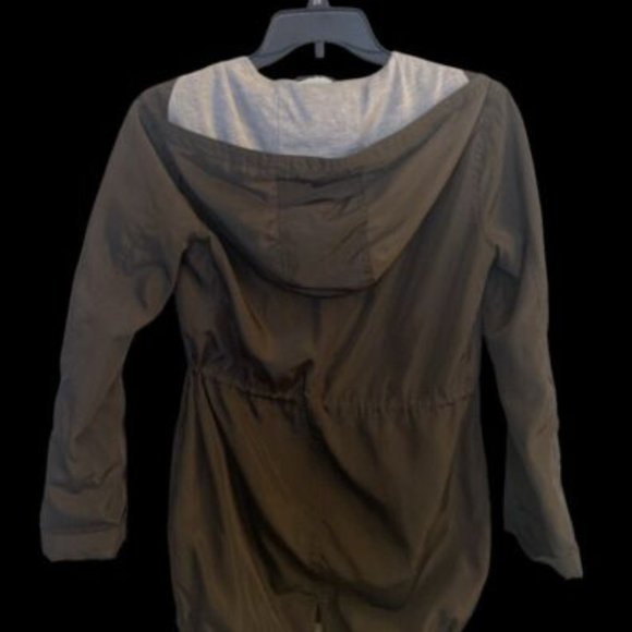 Forever 21 Women's Hooded Jacket Olive Green Utility Pockets Size Large - Picture 2 of 4
